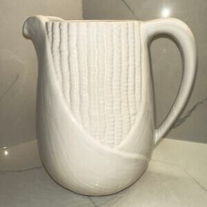 Vintage Large White Pitcher Made In Portugal Harvest Design